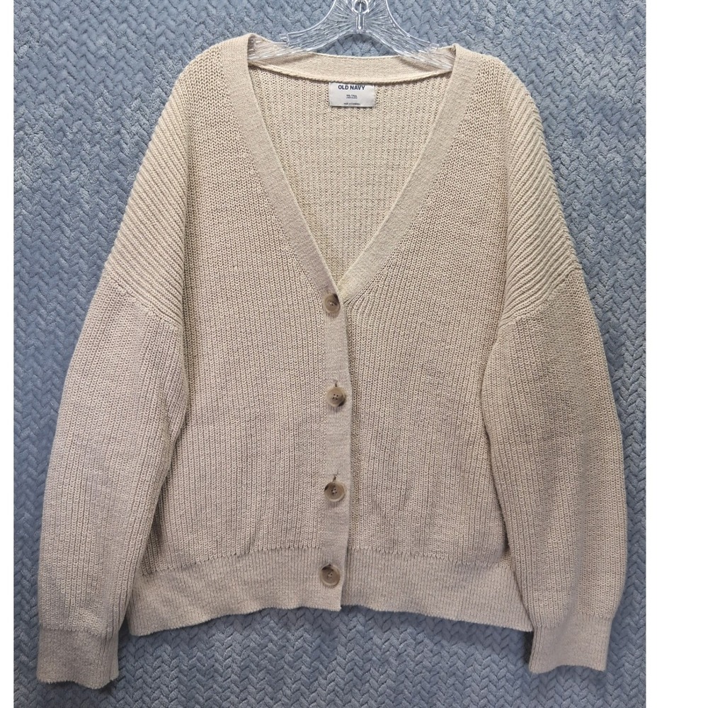 Old Navy Mens XXL Tall Linen Blend V-Neck Cardigan Sweater Light Taupe 544313-00
